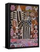 Woman and 2 Huts-Hilke Macintyre-Framed Stretched Canvas