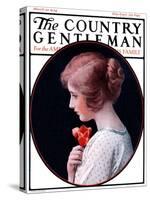 "Woman and a Rose," Country Gentleman Cover, March 22, 1924-Harold Copping-Stretched Canvas