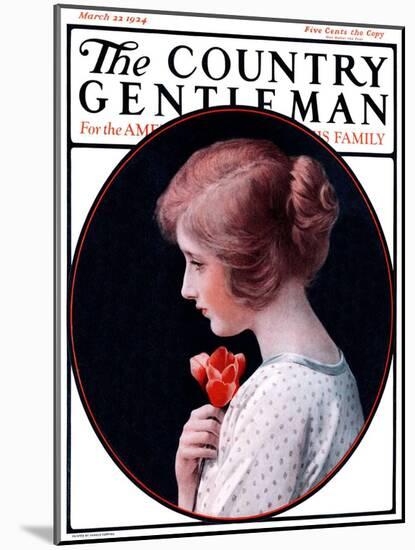 "Woman and a Rose," Country Gentleman Cover, March 22, 1924-Harold Copping-Mounted Giclee Print