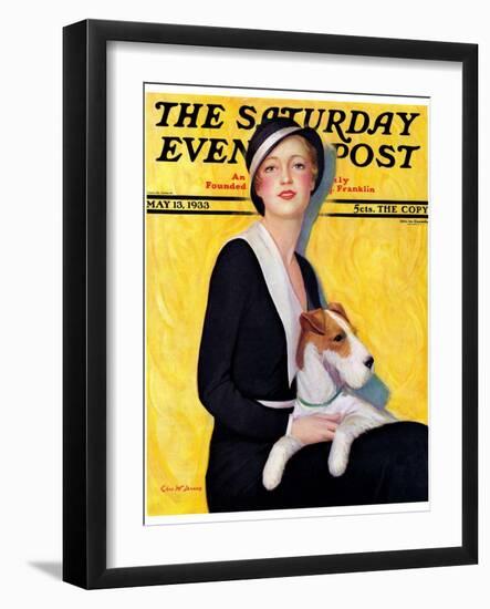 "Woman and Airedale," Saturday Evening Post Cover, May 13, 1933-Charles W. Dennis-Framed Giclee Print