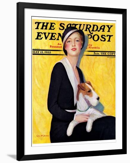 "Woman and Airedale," Saturday Evening Post Cover, May 13, 1933-Charles W. Dennis-Framed Giclee Print