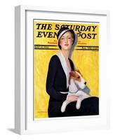 "Woman and Airedale," Saturday Evening Post Cover, May 13, 1933-Charles W. Dennis-Framed Premium Giclee Print