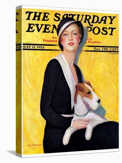 "Woman and Airedale," Saturday Evening Post Cover, May 13, 1933-Charles W. Dennis-Stretched Canvas