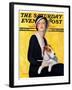 "Woman and Airedale," Saturday Evening Post Cover, May 13, 1933-Charles W. Dennis-Framed Giclee Print