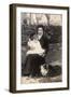 Woman and Baby with a Dog in a Garden-null-Framed Photographic Print