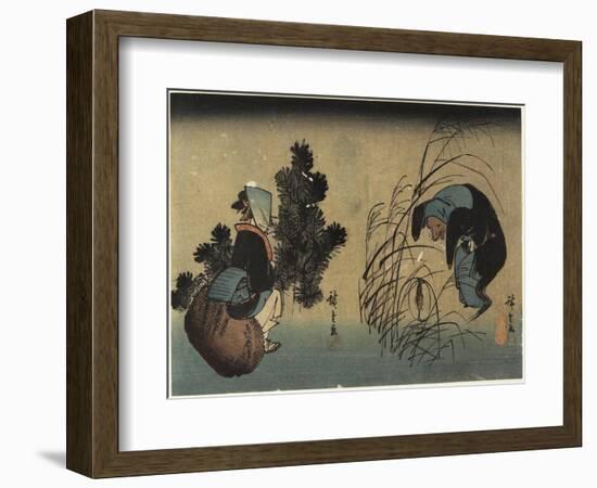 Woman and Badger-Utagawa Hiroshige-Framed Giclee Print