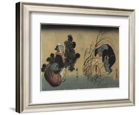 Woman and Badger-Utagawa Hiroshige-Framed Giclee Print