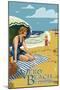 Woman and Beach Scene - Vero Beach, Florida-Lantern Press-Mounted Art Print