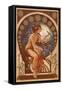 Woman and Bird - Art Nouveau-Lantern Press-Framed Stretched Canvas