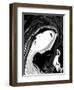 Woman and Bird-Rabi Khan-Framed Art Print