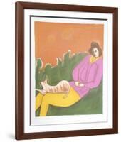 Woman and Cat-Harold Baumbach-Framed Limited Edition