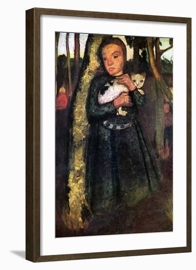 Woman and Cat-Paula Modersohn-Becker-Framed Art Print