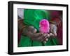 Woman and Chick Painted with Holy Color, Orissa, India-Keren Su-Framed Photographic Print