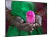 Woman and Chick Painted with Holy Color, Orissa, India-Keren Su-Mounted Photographic Print