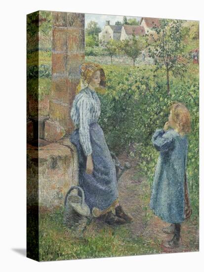 Woman and Child at the Well, 1882-Camille Pissarro-Stretched Canvas