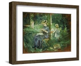 Woman and Child in a Garden, 1884-Berthe Morisot-Framed Giclee Print