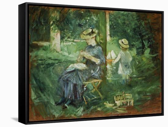 Woman and Child in a Garden, 1884-Berthe Morisot-Framed Stretched Canvas