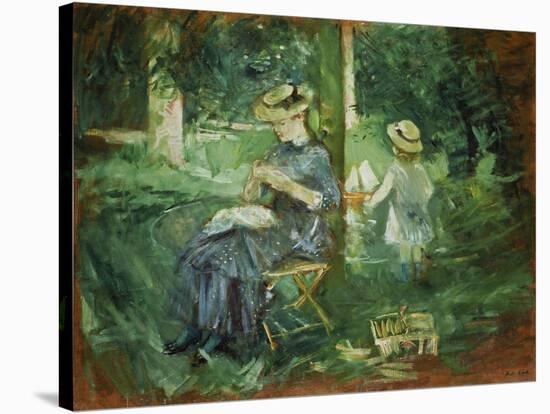 Woman and Child in a Garden, 1884-Berthe Morisot-Stretched Canvas