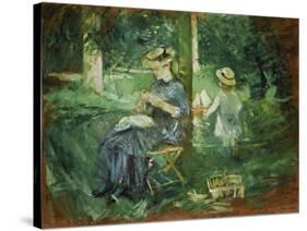 Woman and Child in a Garden, 1884-Berthe Morisot-Stretched Canvas