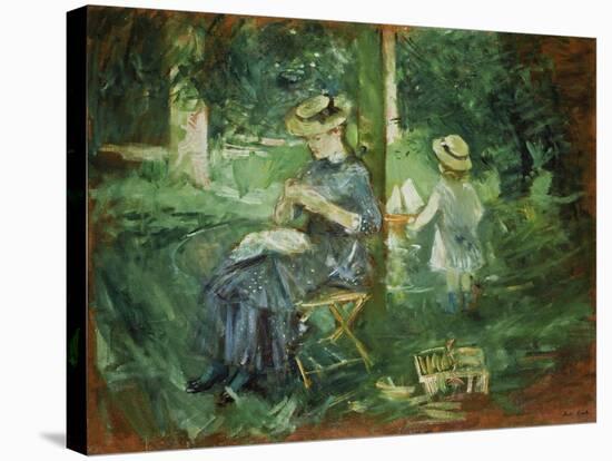 Woman and Child in a Garden, 1884-Berthe Morisot-Stretched Canvas