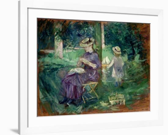 Woman and Child in a Garden, C.1883-84-Berthe Morisot-Framed Giclee Print