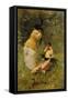 Woman and child in a landscape-Ferdinand Heilbuth-Framed Stretched Canvas