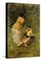 Woman and child in a landscape-Ferdinand Heilbuth-Stretched Canvas