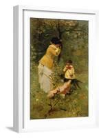 Woman and child in a landscape-Ferdinand Heilbuth-Framed Giclee Print