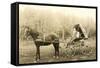 Woman and Child in Buggy-null-Framed Stretched Canvas