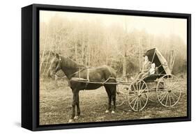 Woman and Child in Buggy-null-Framed Stretched Canvas