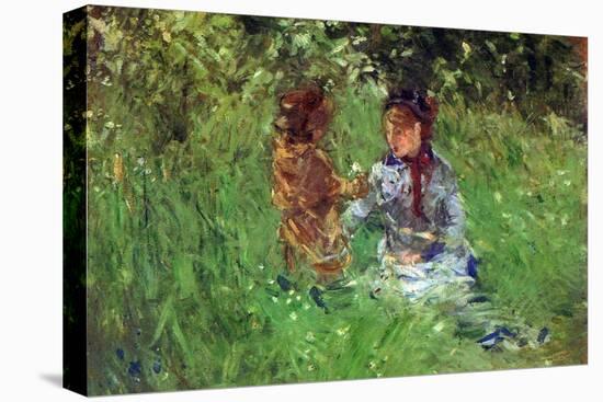 Woman and Child in Garden in Bougival-Berthe Morisot-Stretched Canvas