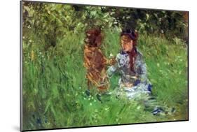 Woman and Child in Garden in Bougival-Berthe Morisot-Mounted Art Print