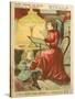 Woman and Child Reading by the Light of an Oil Lamp-null-Stretched Canvas