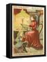 Woman and Child Reading by the Light of an Oil Lamp-null-Framed Stretched Canvas