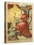 Woman and Child Reading by the Light of an Oil Lamp-null-Stretched Canvas