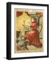 Woman and Child Reading by the Light of an Oil Lamp-null-Framed Giclee Print