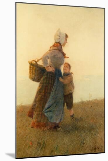 Woman and Child watercolor-Hector Caffieri-Mounted Giclee Print