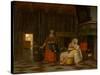 Woman and Child with Serving Maid, 1663-1665-Pieter de Hooch-Stretched Canvas