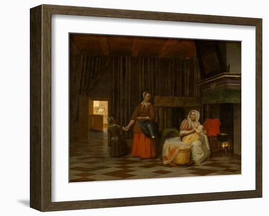 Woman and Child with Serving Maid, 1663-1665-Pieter de Hooch-Framed Giclee Print