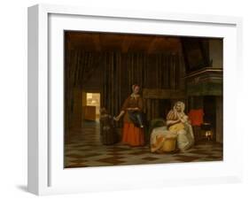 Woman and Child with Serving Maid, 1663-1665-Pieter de Hooch-Framed Giclee Print