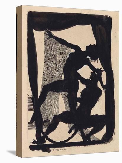 Woman and Devil (Ink and Tempera on Paper)-Konstantin Andreevic Somov-Stretched Canvas