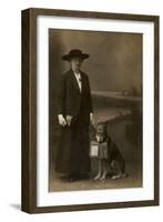 Woman and Dog in Photographer's Studio-Friedrich Hellman-Framed Photographic Print