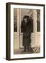 Woman and Dog on a Doorstep-null-Framed Photographic Print