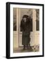 Woman and Dog on a Doorstep-null-Framed Photographic Print