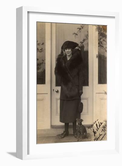 Woman and Dog on a Doorstep-null-Framed Photographic Print