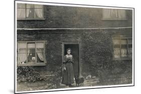 Woman and Dog Outside a Farnhouse-null-Mounted Photographic Print