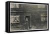 Woman and Dog Outside a Farnhouse-null-Framed Stretched Canvas