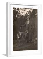 Woman and Dogs in Garden-null-Framed Photographic Print