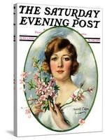 "Woman and Dogwood," Saturday Evening Post Cover, May 1, 1926-William Haskell Coffin-Stretched Canvas