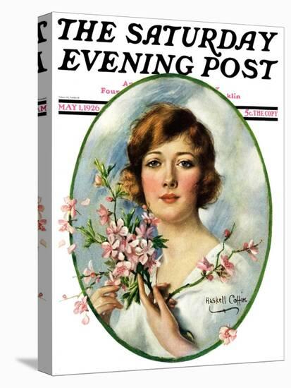 "Woman and Dogwood," Saturday Evening Post Cover, May 1, 1926-William Haskell Coffin-Stretched Canvas